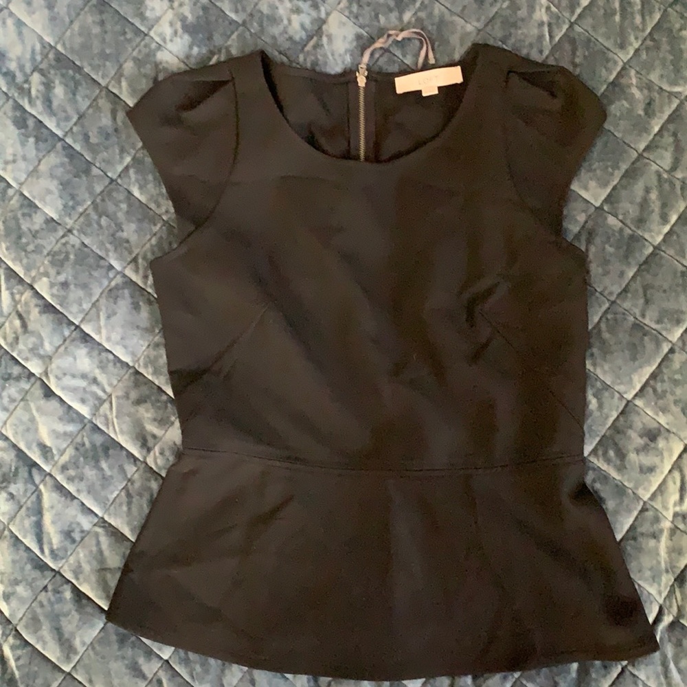 Zip back black péplum top